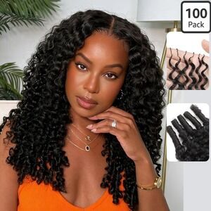 100 Strands Crochet Virgin Human Hair Burmese Curly Miracle Knots 16 Inch NEW